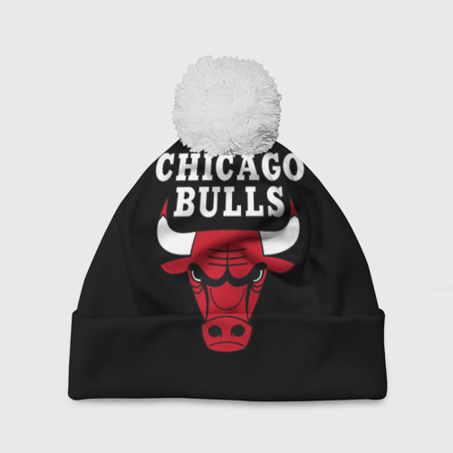 Шапка 3D c помпоном Chicago bulls Чикаго буллс, цвет 3D печать