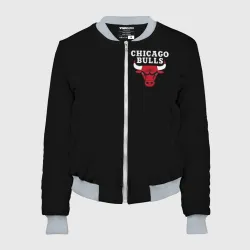 Женский бомбер 3D Chicago bulls Чикаго буллс лого на кармашке