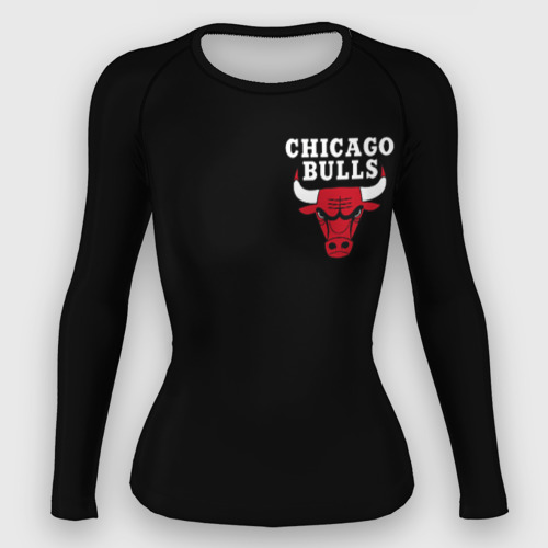 Женский рашгард 3D Chicago bulls Чикаго буллс лого на кармашке, цвет 3D печать