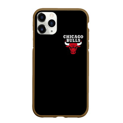 Чехол для iPhone 11 Pro матовый Chicago bulls Чикаго буллс лого на кармашке