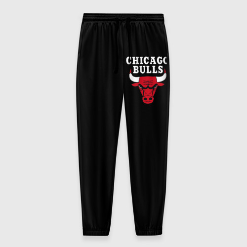 Брюки с принтом Chicago bulls Чикаго буллс лого на кармашке для мужчины, вид спереди №1. Цвет основы: черный
