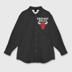 Мужская рубашка oversize 3D Chicago bulls Чикаго буллс лого на кармашке