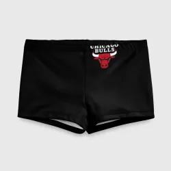 Детские купальные плавки 3D Chicago bulls Чикаго буллс лого на кармашке
