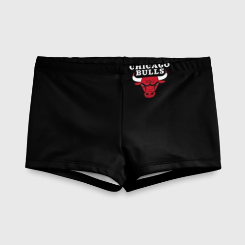Детские купальные плавки 3D Chicago bulls Чикаго буллс лого на кармашке