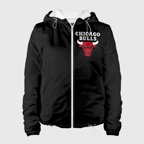 Женская куртка 3D Chicago bulls Чикаго буллс лого на кармашке, цвет белый