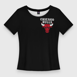 Женская футболка 3D Slim Chicago bulls Чикаго буллс лого на кармашке