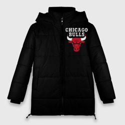 Женская зимняя куртка Oversize Chicago bulls Чикаго буллс лого на кармашке