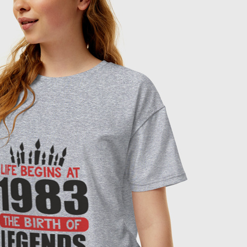Женская футболка хлопок Oversize с принтом 1983 - рождение легенды, фото на моделе #1