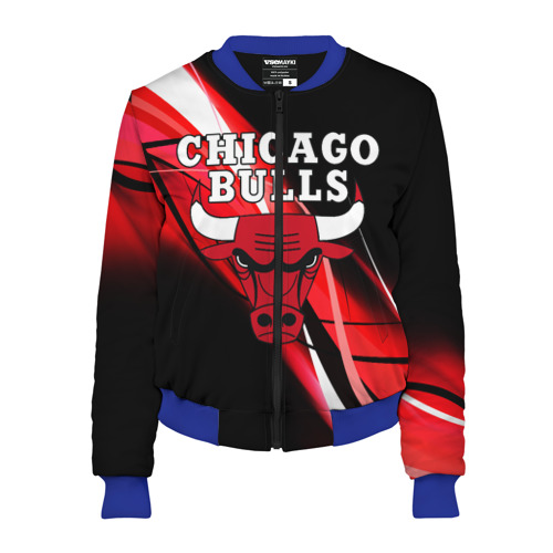 Женский бомбер 3D Chicago bulls Чикаго буллс, цвет синий