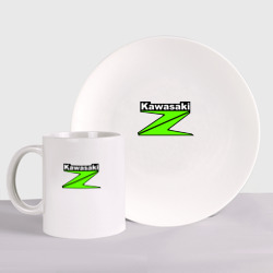 Набор: тарелка + кружка Большой логотип кавасаки