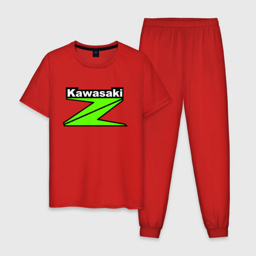 Мужская пижама хлопок Большой логотип кавасаки, цвет красный