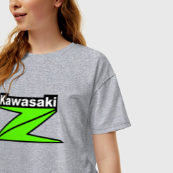 Женская футболка хлопок Oversize Большой логотип кавасаки - фото 2