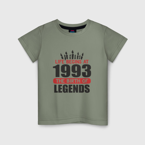 Детская футболка хлопок 1993 - рождение легенды, цвет авокадо