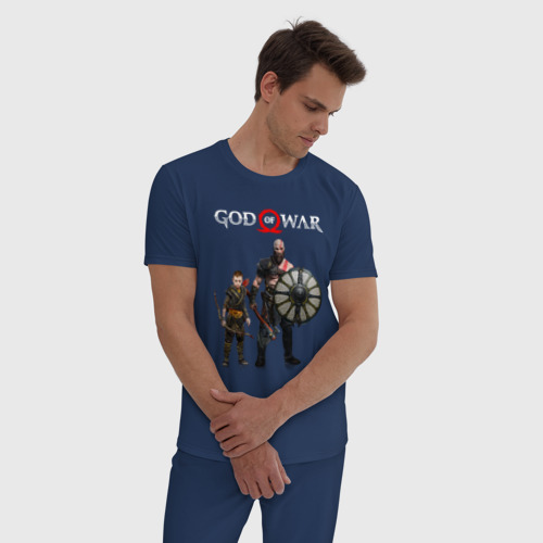Мужская пижама хлопок God of war, цвет темно-синий - фото 3
