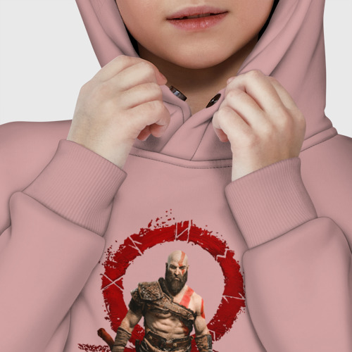 Детское худи Oversize хлопок God of war, цвет пыльно-розовый - фото 7