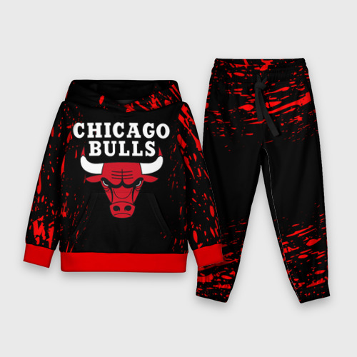Детский костюм с толстовкой с принтом Chicago bulls Чикаго буллс, вид спереди #2