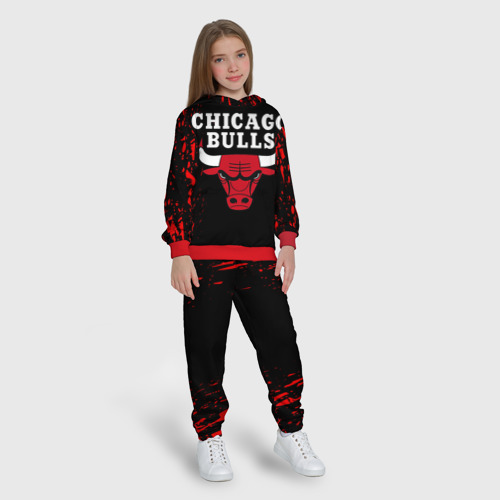 Детский костюм с толстовкой с принтом Chicago bulls Чикаго буллс, вид сбоку #3