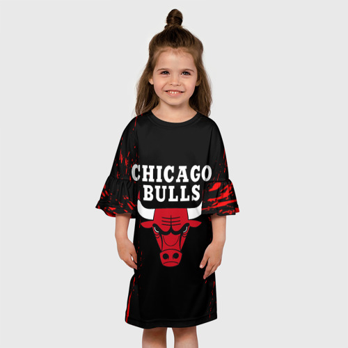 Детское платье 3D с принтом CHICAGO BULLS | ЧИКАГО БУЛЛС, вид сбоку #3
