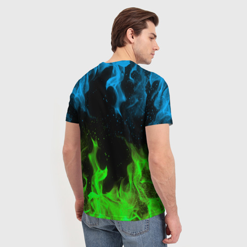 Мужская футболка 3D Brawl Stars Leon fire Бравл старс Леон, цвет 3D печать - фото 4
