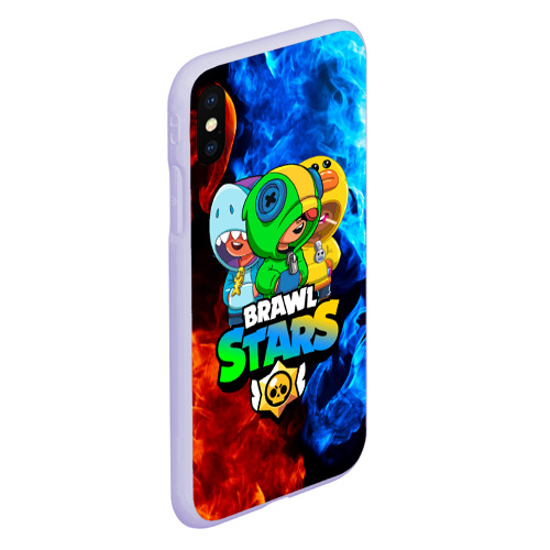 Чехол для iPhone XS Max матовый Brawl Stars Leon trio Бравл старс Леон трио, цвет светло-сиреневый - фото 3