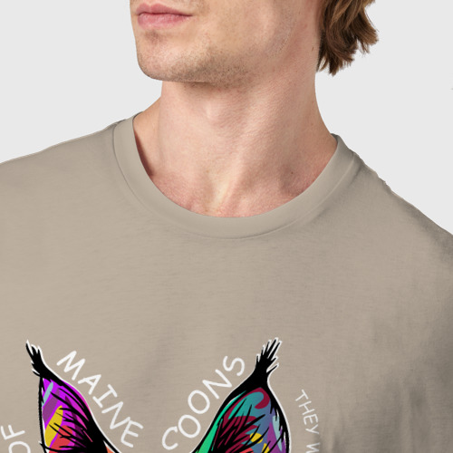 Мужская футболка хлопок Берегись мейнкуна, цвет миндальный - фото 6