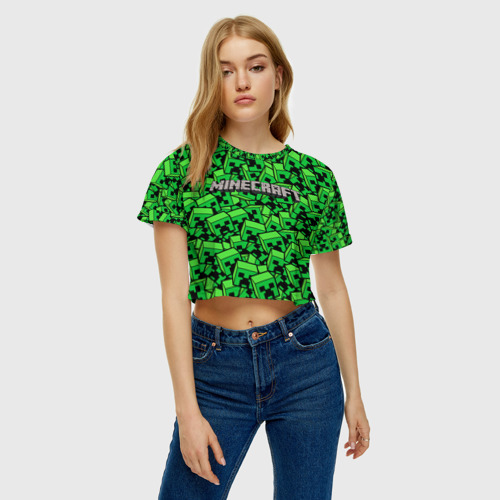 Женская футболка Crop-top 3D Minercraft, цвет 3D печать - фото 4