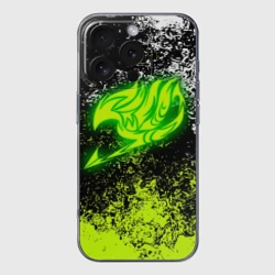 Чехол для iPhone 16 Pro Max силиконовый с защитой камеры Fairy tail logo green