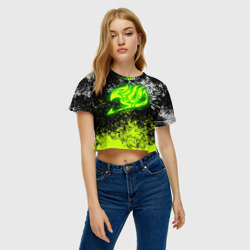 Женская футболка Crop-top 3D Fairy tail logo green - фото 2