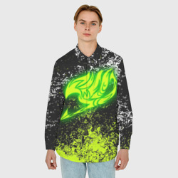 Мужская рубашка oversize 3D Fairy tail logo green - фото 2