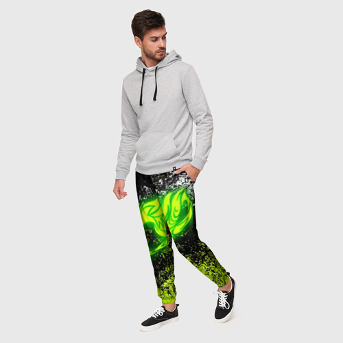 Мужские брюки 3D с принтом FAIRY TAIL logo green, фото на моделе #1