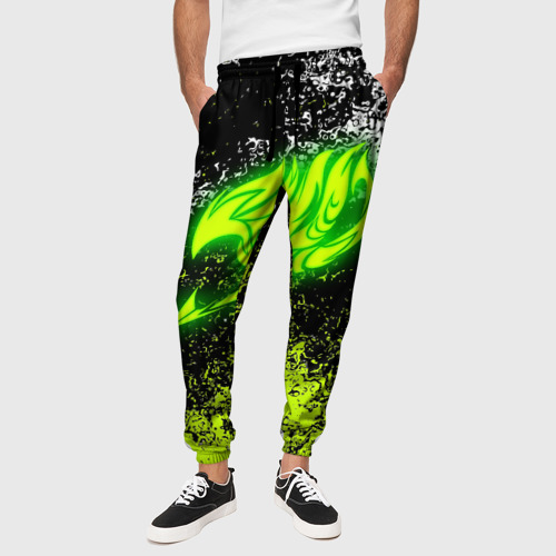 Мужские брюки 3D с принтом FAIRY TAIL logo green, вид сбоку #3