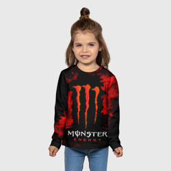 Детский лонгслив 3D Red grunge monster energy - фото 2