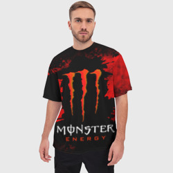 Мужская футболка oversize 3D Red grunge monster energy - фото 2