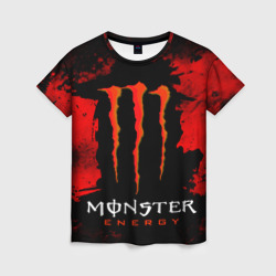 Женская футболка 3D Red grunge monster energy