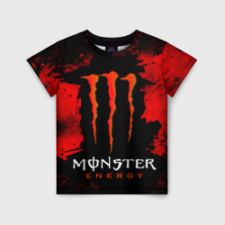 Детская футболка 3D Red grunge monster energy