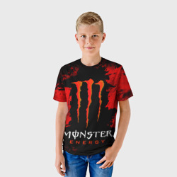 Детская футболка 3D Red grunge monster energy - фото 2