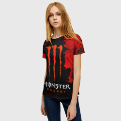 Женская футболка 3D Red grunge monster energy - фото 2