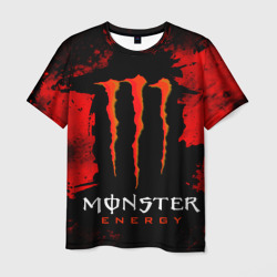 Мужская футболка 3D Red grunge monster energy