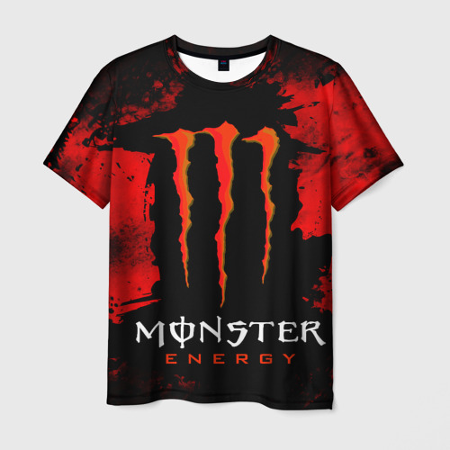 Мужская футболка 3D Red grunge monster energy, цвет 3D печать