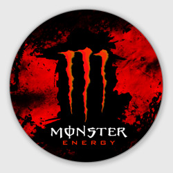 Круглый коврик для мышки Red grunge monster energy