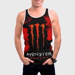 Мужская майка 3D Red grunge monster energy - фото 2