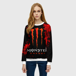 Женский свитшот 3D Red grunge monster energy - фото 2