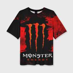 Женская футболка oversize 3D Red grunge monster energy