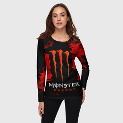 Женский лонгслив 3D Red grunge monster energy - фото 2