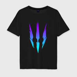 Мужская футболка хлопок Oversize Ведьмак неон Witcher neon