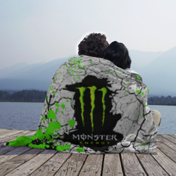 Плед с принтом Monster energy для любого человека, вид спереди №3. Цвет основы: 3d (велсофт)