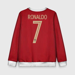 Свитшот с принтом Ronaldo home Euro 2020 для ребенка, вид сзади №1. Цвет основы: белый