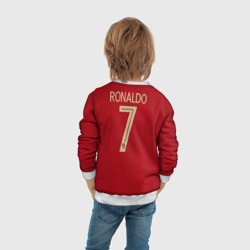Свитшот с принтом Ronaldo home Euro 2020 для ребенка, вид на модели сзади №3. Цвет основы: белый