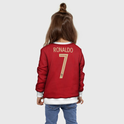 Свитшот с принтом Ronaldo home Euro 2020 для ребенка, вид на модели сзади №4. Цвет основы: белый