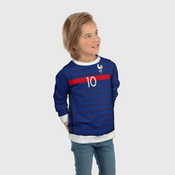 Свитшот с принтом Mbappe home Euro 2020 для ребенка, вид на модели спереди №3. Цвет основы: белый
